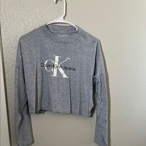 Calvin Klein Gray Long Sleeve Crop Top